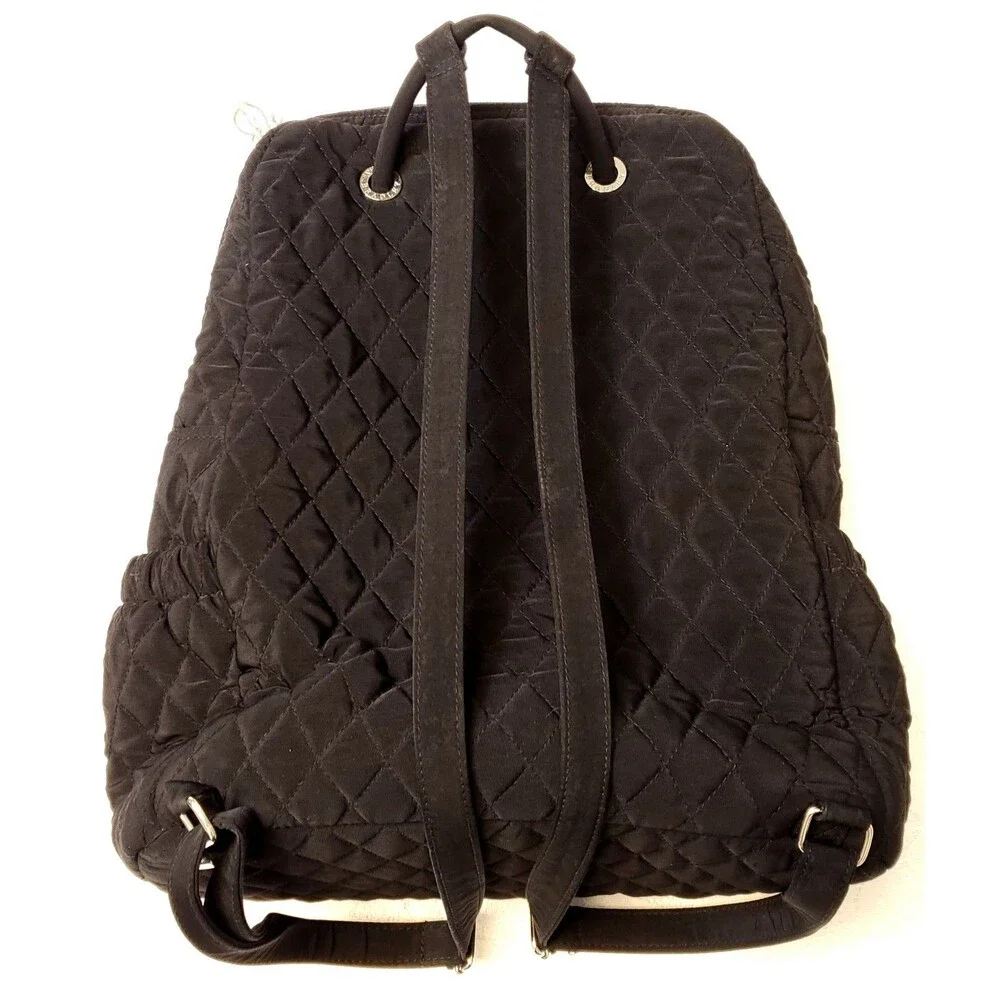 Vera Bradley Essential Classic Black Microfiber Backpack Quilted Bag Purse
